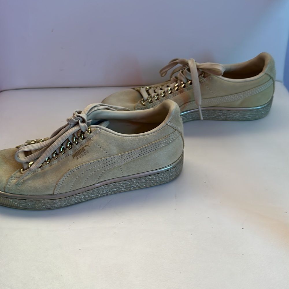 Puma classic suede chain sneakers in reed yellow - Picture 4 of 5